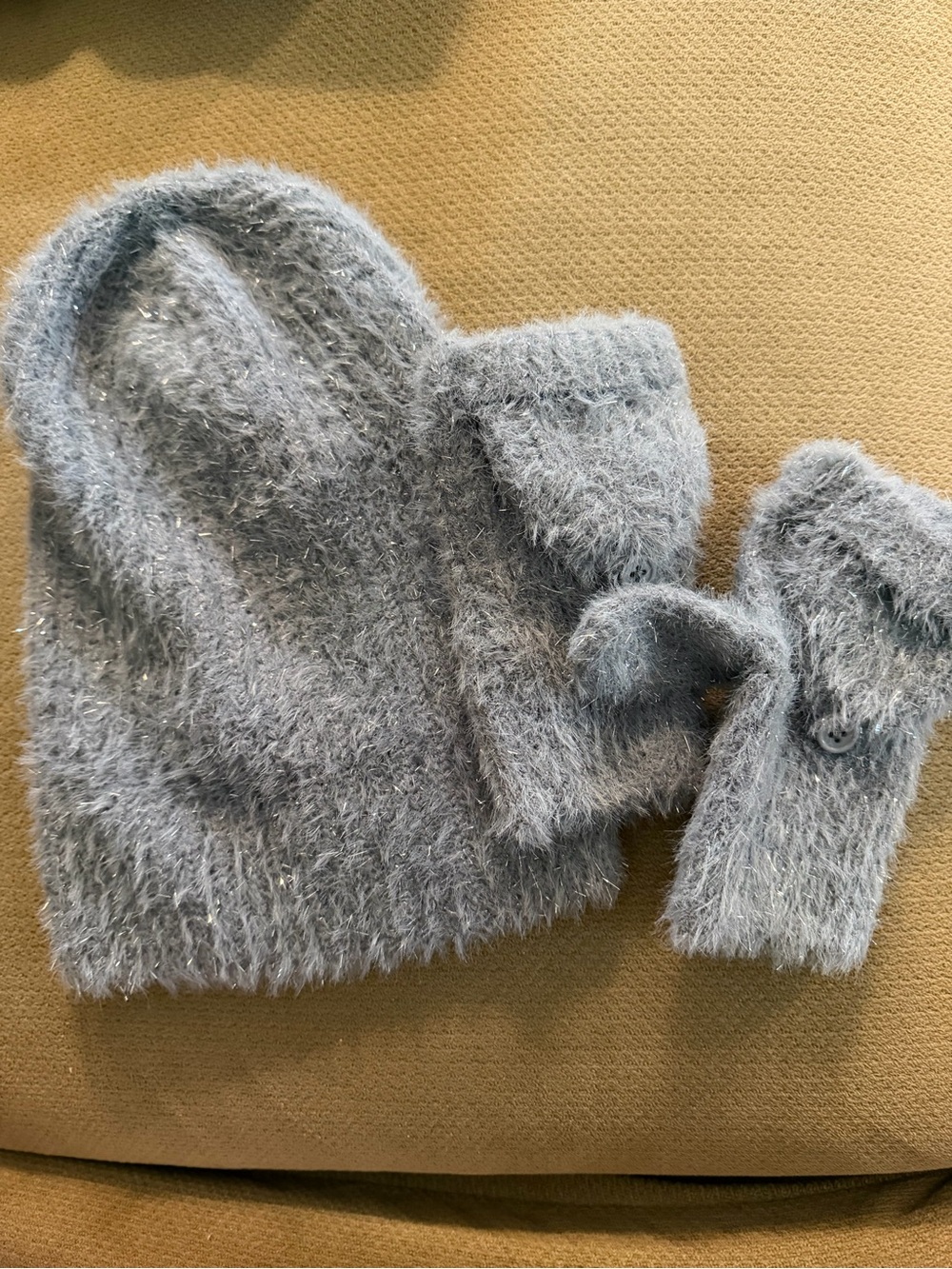 Old Navy Sparkly Fuzzy Beanie and mittens
